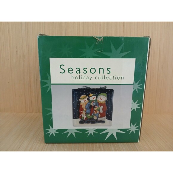 Seasons Holiday Collection Glass Light Up Christmas Present Block with Snowmen - Picture 10 of 14